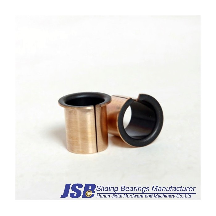 Metal/polymer composite plain bearings, with steel backing,Flanged bushes